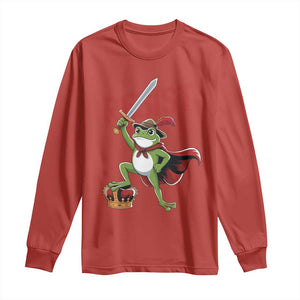 Sword Wielding Frog Resistance Long Sleeve Shirt Resist Protest No Kings TS02 Red Print Your Wear
