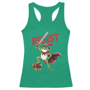 Sword Wielding Frog Resistance Racerback Tank Top Resist Protest No Kings TS02 Irish Green Print Your Wear