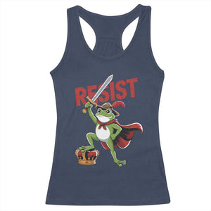 Sword Wielding Frog Resistance Racerback Tank Top Resist Protest No Kings TS02 Navy Print Your Wear