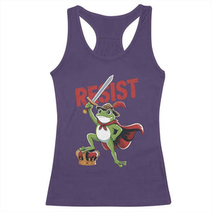 Sword Wielding Frog Resistance Racerback Tank Top Resist Protest No Kings TS02 Purple Print Your Wear