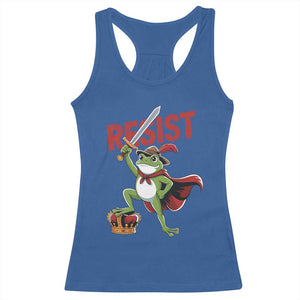 Sword Wielding Frog Resistance Racerback Tank Top Resist Protest No Kings TS02 Royal Blue Print Your Wear