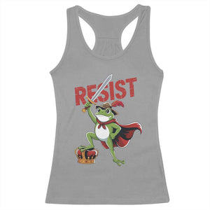 Sword Wielding Frog Resistance Racerback Tank Top Resist Protest No Kings TS02 Sport Gray Print Your Wear