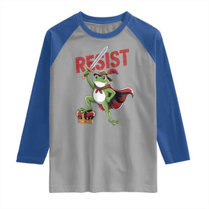Sword Wielding Frog Resistance Raglan Shirt Resist Protest No Kings TS02 Sport Gray Royal Print Your Wear