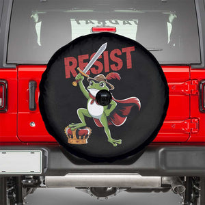 Sword Wielding Frog Resistance Spare Tire Cover Resist Protest No Kings TS02 Black Print Your Wear