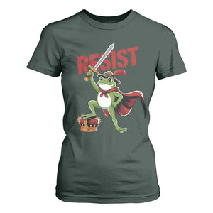 Sword Wielding Frog Resistance T Shirt For Women Resist Protest No Kings TS02 Dark Forest Green Print Your Wear
