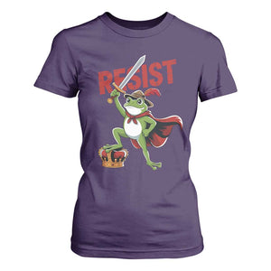 Sword Wielding Frog Resistance T Shirt For Women Resist Protest No Kings TS02 Purple Print Your Wear