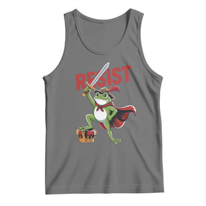 Sword Wielding Frog Resistance Tank Top Resist Protest No Kings TS02 Black Heather Print Your Wear