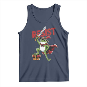 Sword Wielding Frog Resistance Tank Top Resist Protest No Kings TS02 Navy Print Your Wear
