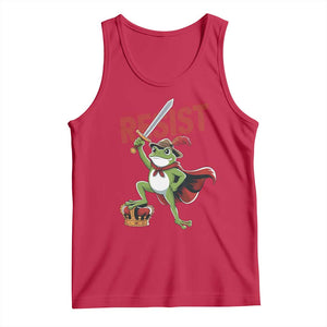 Sword Wielding Frog Resistance Tank Top Resist Protest No Kings TS02 Red Print Your Wear