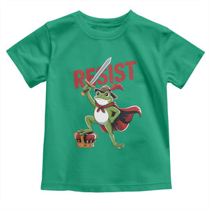 Sword Wielding Frog Resistance Toddler T Shirt Resist Protest No Kings TS02 Irish Green Print Your Wear