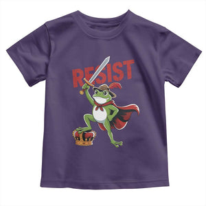 Sword Wielding Frog Resistance Toddler T Shirt Resist Protest No Kings TS02 Purple Print Your Wear