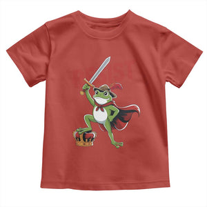 Sword Wielding Frog Resistance Toddler T Shirt Resist Protest No Kings TS02 Red Print Your Wear