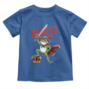 Sword Wielding Frog Resistance Toddler T Shirt Resist Protest No Kings TS02 Royal Blue Print Your Wear