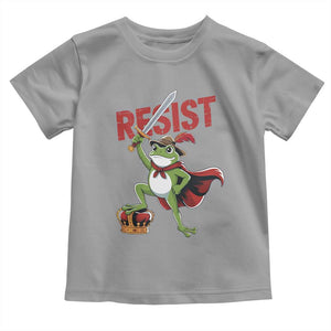 Sword Wielding Frog Resistance Toddler T Shirt Resist Protest No Kings TS02 Sport Gray Print Your Wear