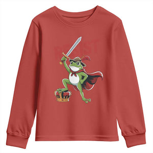 Sword Wielding Frog Resistance Youth Sweatshirt Resist Protest No Kings TS02 Red Print Your Wear