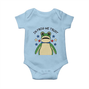 In Frog We Trust Baby Onesie Patriotic Portland Frogs Protest American Flag TS02 Light Blue Print Your Wear