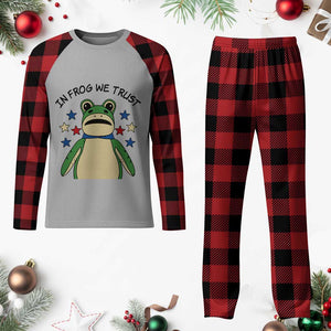 In Frog We Trust Plaid Pajama Set Patriotic Portland Frogs Protest American Flag TS02 Buffalo Plaid Print Your Wear