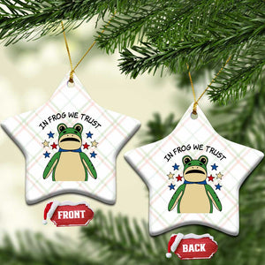 In Frog We Trust Ceramic Ornament Patriotic Portland Frogs Protest American Flag TS02 Print Your Wear