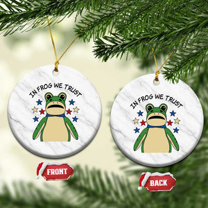 In Frog We Trust Ceramic Ornament Patriotic Portland Frogs Protest American Flag TS02 1pc White Marble Print Your Wear