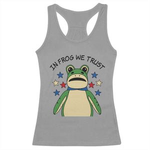 In Frog We Trust Racerback Tank Top Patriotic Portland Frogs Protest American Flag TS02 Sport Gray Print Your Wear