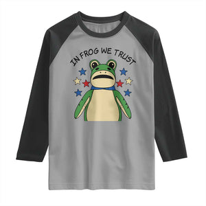In Frog We Trust Raglan Shirt Patriotic Portland Frogs Protest American Flag TS02 Sport Gray Black Print Your Wear