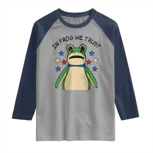 In Frog We Trust Raglan Shirt Patriotic Portland Frogs Protest American Flag TS02 Sport Gray Navy Print Your Wear