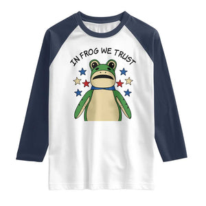 In Frog We Trust Raglan Shirt Patriotic Portland Frogs Protest American Flag TS02 White Navy Print Your Wear