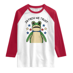 In Frog We Trust Raglan Shirt Patriotic Portland Frogs Protest American Flag TS02 White Red Print Your Wear