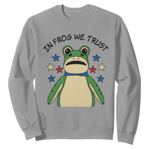 In Frog We Trust Sweatshirt Patriotic Portland Frogs Protest American Flag TS02 Sport Gray Print Your Wear