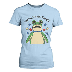In Frog We Trust T Shirt For Women Patriotic Portland Frogs Protest American Flag TS02 Light Blue Print Your Wear