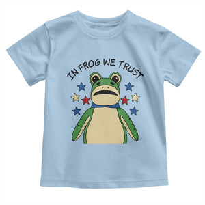 In Frog We Trust Toddler T Shirt Patriotic Portland Frogs Protest American Flag TS02 Light Blue Print Your Wear
