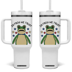 In Frog We Trust Tumbler With Handle Patriotic Portland Frogs Protest American Flag TS02 One Size: 40 oz White Print Your Wear