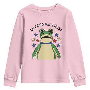 In Frog We Trust Youth Sweatshirt Patriotic Portland Frogs Protest American Flag TS02 Light Pink Print Your Wear