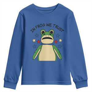 In Frog We Trust Youth Sweatshirt Patriotic Portland Frogs Protest American Flag TS02 Royal Blue Print Your Wear