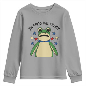 In Frog We Trust Youth Sweatshirt Patriotic Portland Frogs Protest American Flag TS02 Sport Gray Print Your Wear