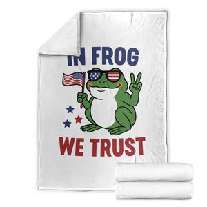 In Frog We Trust Throw Blanket Patriotic Portland Frogs Protest TS02 White Print Your Wear