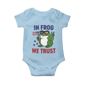 In Frog We Trust Baby Onesie Patriotic Portland Frogs Protest TS02 Light Blue Print Your Wear