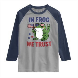 In Frog We Trust Raglan Shirt Patriotic Portland Frogs Protest TS02 Sport Gray Navy Print Your Wear
