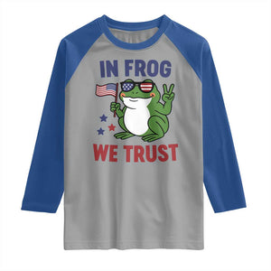 In Frog We Trust Raglan Shirt Patriotic Portland Frogs Protest TS02 Sport Gray Royal Print Your Wear