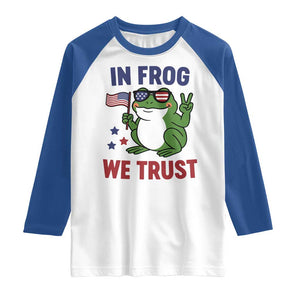 In Frog We Trust Raglan Shirt Patriotic Portland Frogs Protest TS02 White Royal Print Your Wear