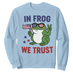 In Frog We Trust Sweatshirt Patriotic Portland Frogs Protest TS02 Light Blue Print Your Wear
