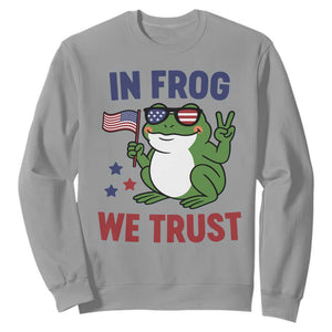 In Frog We Trust Sweatshirt Patriotic Portland Frogs Protest TS02 Sport Gray Print Your Wear