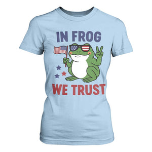 In Frog We Trust T Shirt For Women Patriotic Portland Frogs Protest TS02 Light Blue Print Your Wear