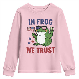 In Frog We Trust Youth Sweatshirt Patriotic Portland Frogs Protest TS02 Light Pink Print Your Wear