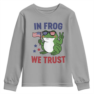 In Frog We Trust Youth Sweatshirt Patriotic Portland Frogs Protest TS02 Sport Gray Print Your Wear
