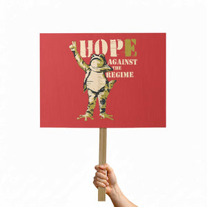 Stencil Protest Frog Protest Sign Hope Against the Regime Portland Inflatable Resistance TS02 Horizontal 18" × 24" Red Print Your Wear