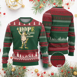 Stencil Protest Frog Ugly Christmas Sweater Hope Against the Regime Portland Inflatable Resistance TS02 Red Green Print Your Wear