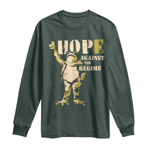 Stencil Protest Frog Long Sleeve Shirt Hope Against the Regime Portland Inflatable Resistance TS02 Dark Forest Green Print Your Wear