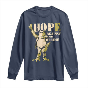 Stencil Protest Frog Long Sleeve Shirt Hope Against the Regime Portland Inflatable Resistance TS02 Navy Print Your Wear