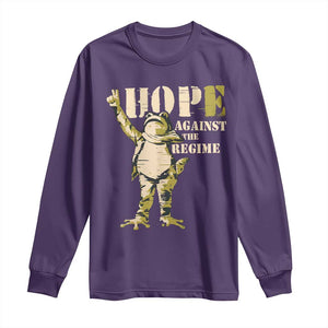 Stencil Protest Frog Long Sleeve Shirt Hope Against the Regime Portland Inflatable Resistance TS02 Purple Print Your Wear